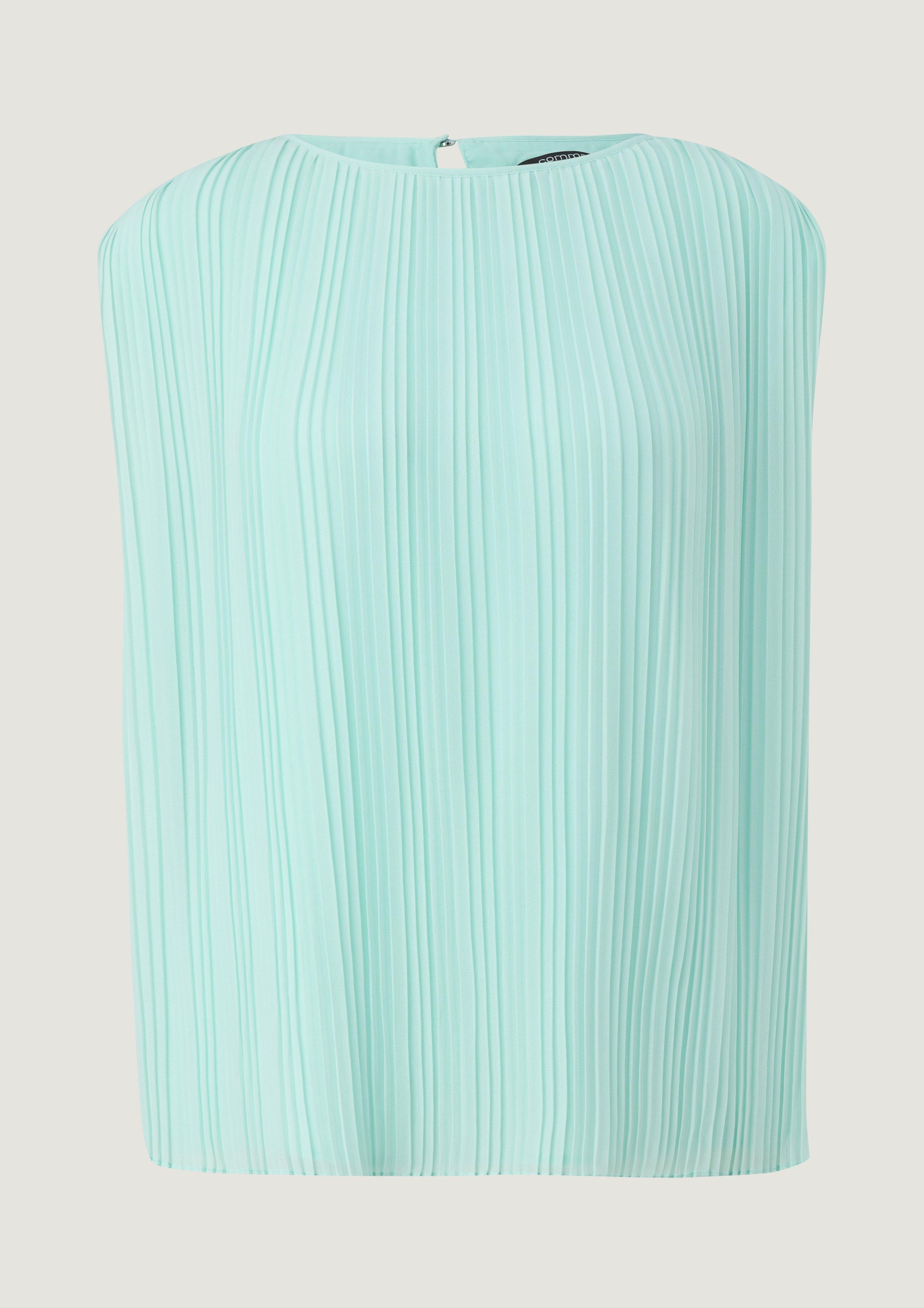 Chiffonbluse mit Plisséefalten - pastelltürkis