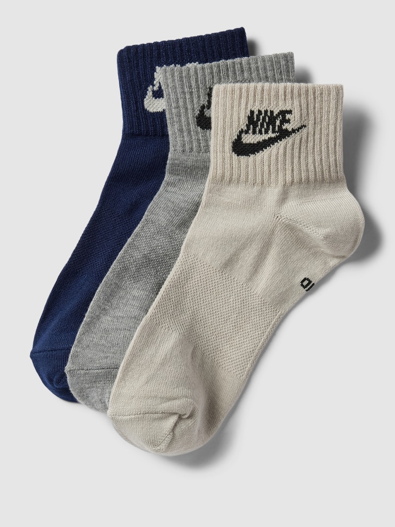 Socken mit Label-Print im 3er-Pack Modell 'EVERYDAY Essential' in offwhite meliert
