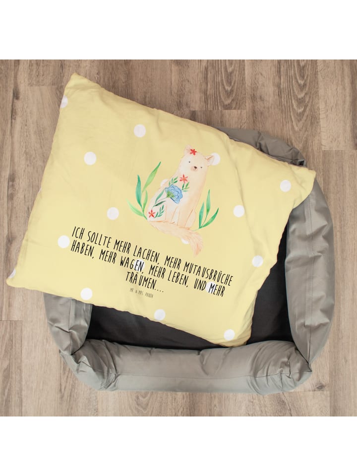 Mr. & Mrs. Panda Katzenbett Katze Blumen mit Spruch in Gelb Pastell günstig kaufen onesize
