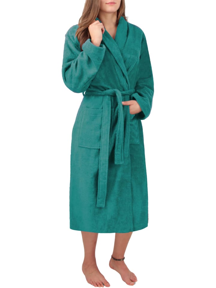 normani Damen Premium Bademantel Basic in Petrol günstig kaufen