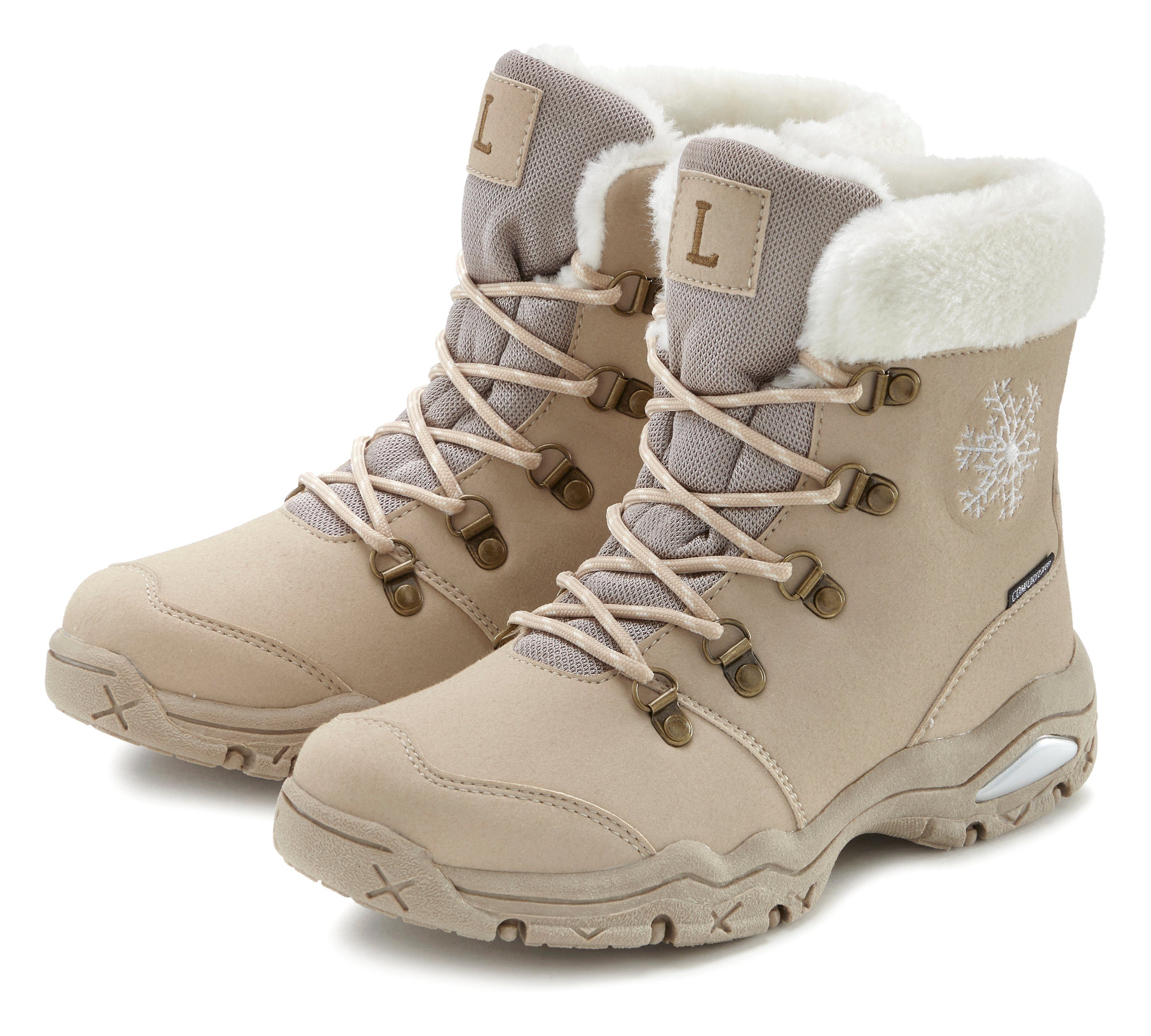LASCANA Stiefelette, Stiefel, Winterstiefel Winterstiefelette, Outdoor Boots mit Warmfutter, wind- & wasserabweisender Tex-Membran