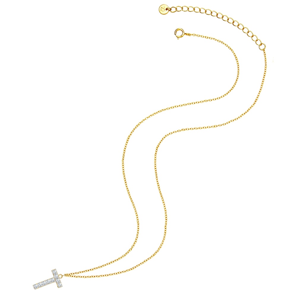 Glanzstücke München Collier en argent Lettre T Argent sterling Oxyde de zirconium (CZ) en Or jaune collier