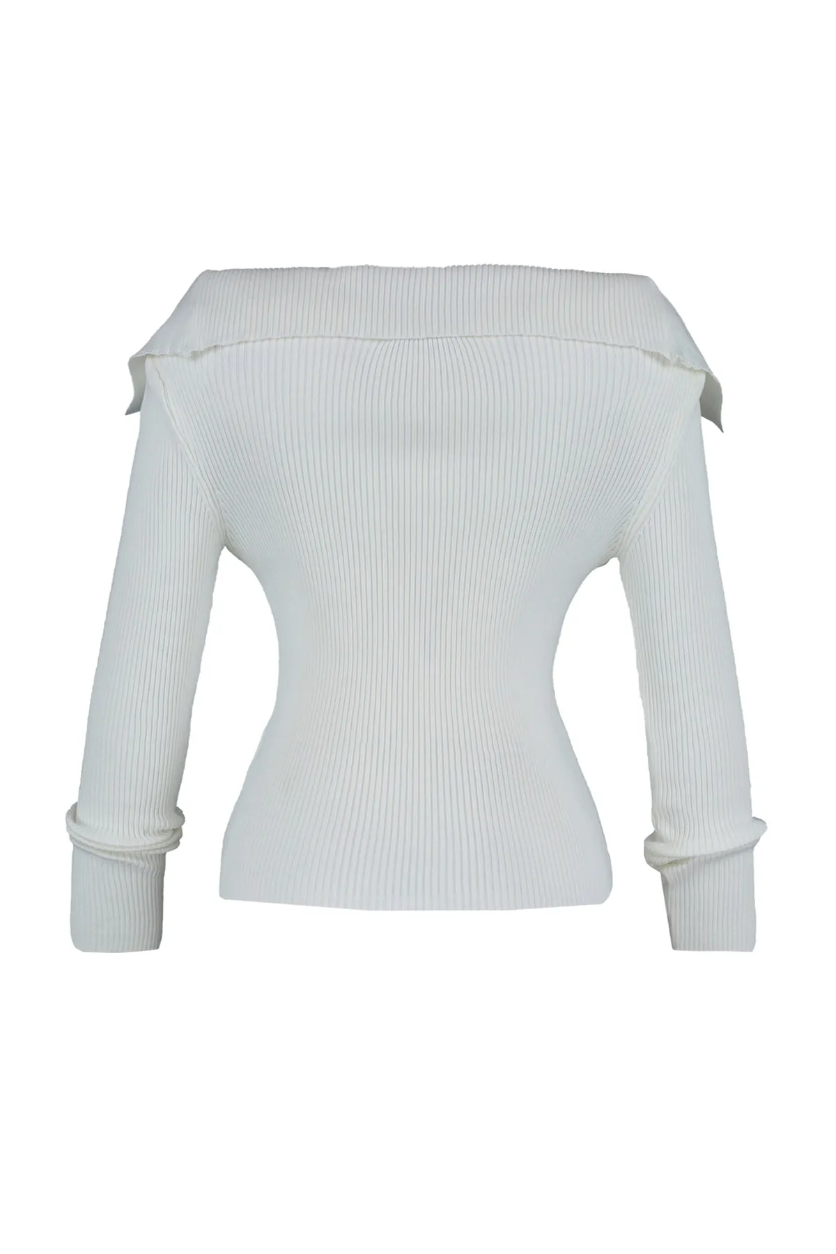 Trendyol Collection  Ecrufarbener Strickpullover mit Kragendetail TWOAW22KZ0993