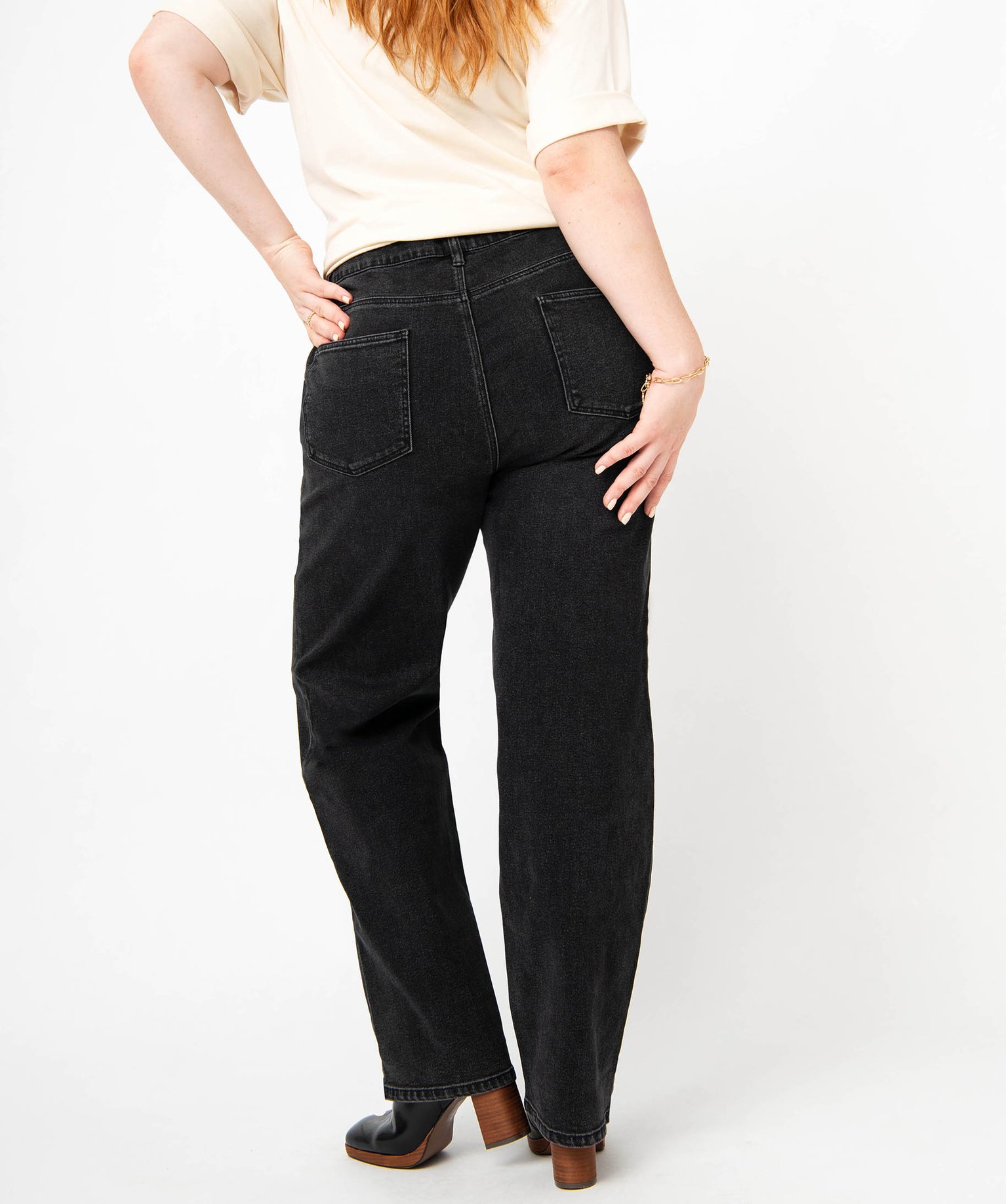 Jean femme grande taille coupe Straight noir | GEMO