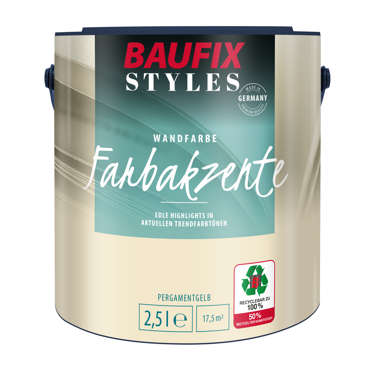 Baufix Farbakzente pergamentgelb seidenmatt, 2.5 Liter, Bunte Wandfarbe
