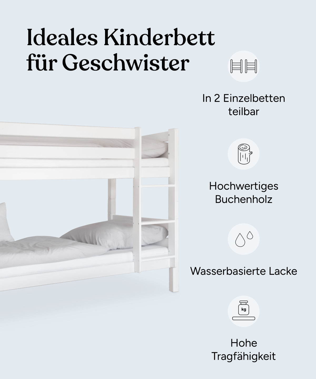 Etagenbett Buche Mittelhoch Weiß