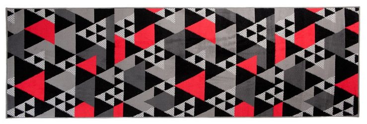 Läufer Läufer Flurläufer Modern für Vorzimmer 100 cm Breit Grau Rot, Mazovia, 100 x 100 cm, Kurzflor, Meterware, Höhe 8 mm, Kurzflor - niedrige Florhöhe