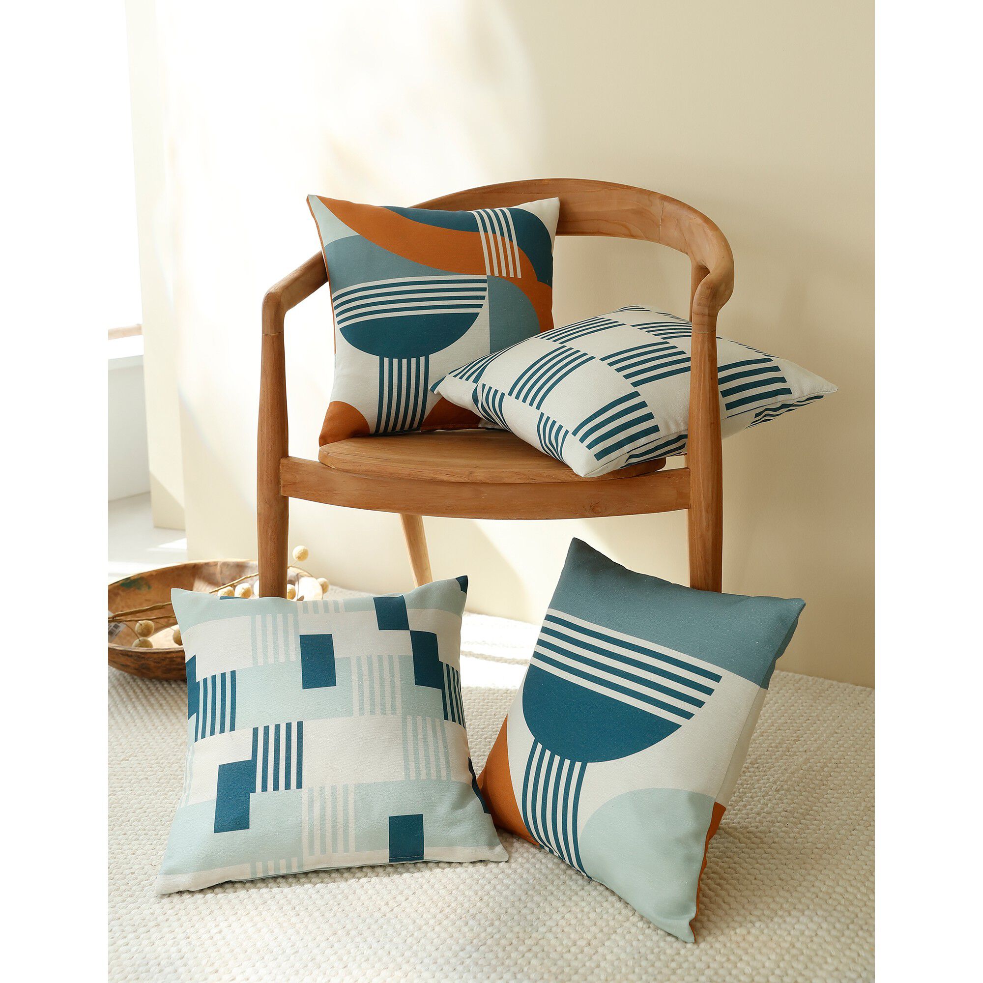 Housses de coussin carrées imprimé Art déco