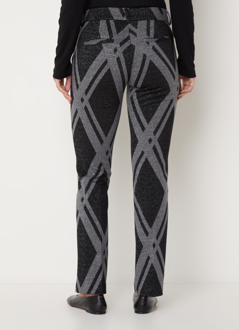 BRAX  Maron mid waist straight fit pantalon met print en lurex