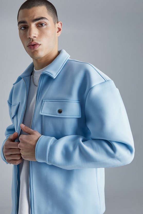 Kastiges Neopren Overshirt mit Reißverschluss