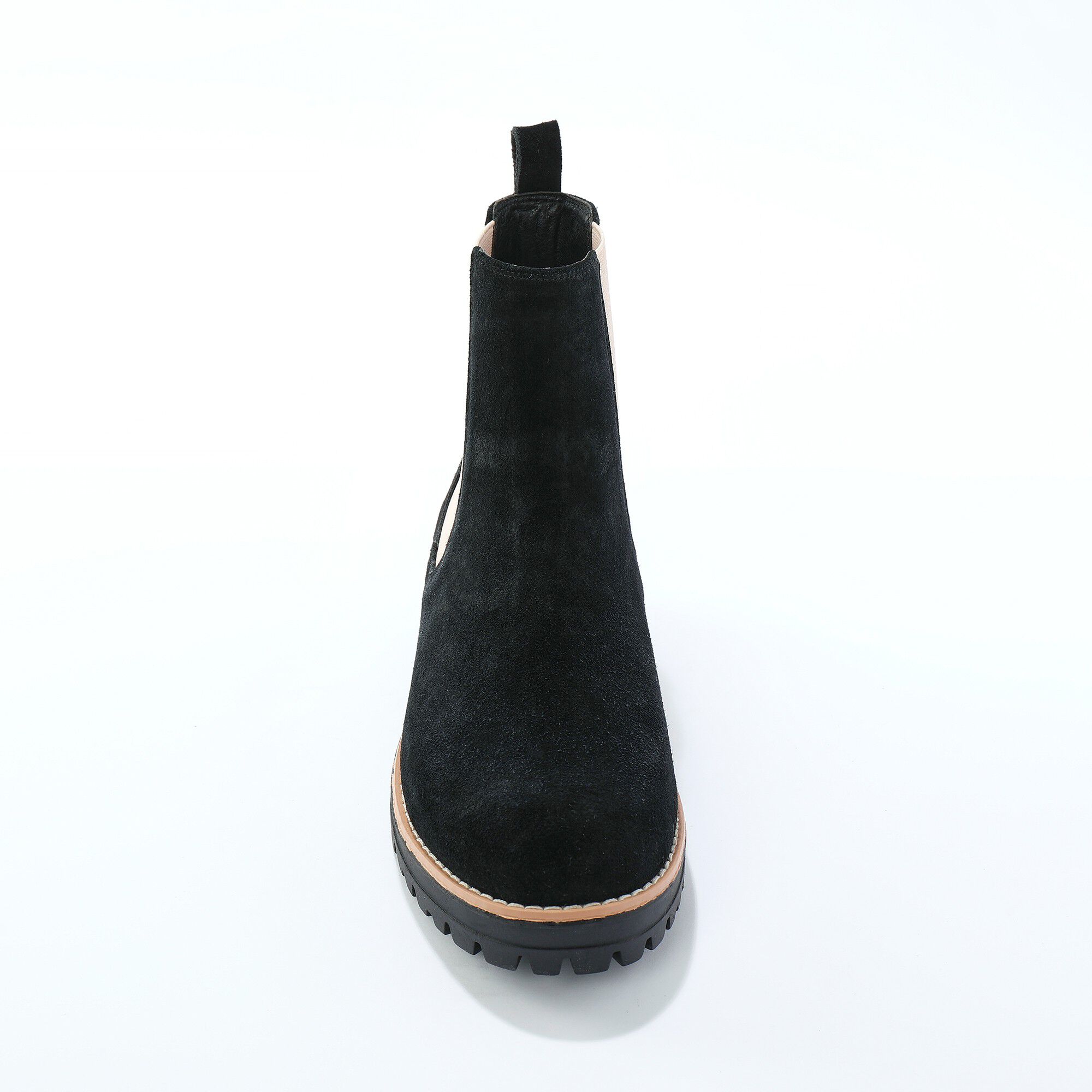 Boots chelsea croûte de cuir, semelle crantée épaisse
