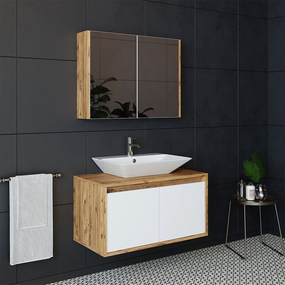 Roomart Badmöbel-Set, (Roomart Badmöbel Set Waschbecken mit Unterschrank 85cm,in 5 Farben)