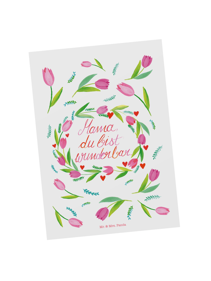 Mr. & Mrs. Panda Postkarte Mama Tulpen mit Spruch in Bunt günstig kaufen onesize