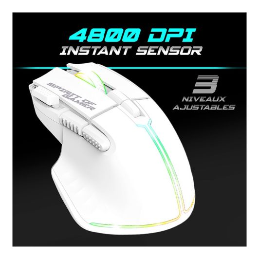 Spirit of Gamer Gaming-Paket – Kabellose AZERTY FR Tastatur mit RGB-Maus (4800 DPI), wiederaufladbar, Aluminium – Kompatibel mit PC/PS4/PS5/Xbox – Weiß