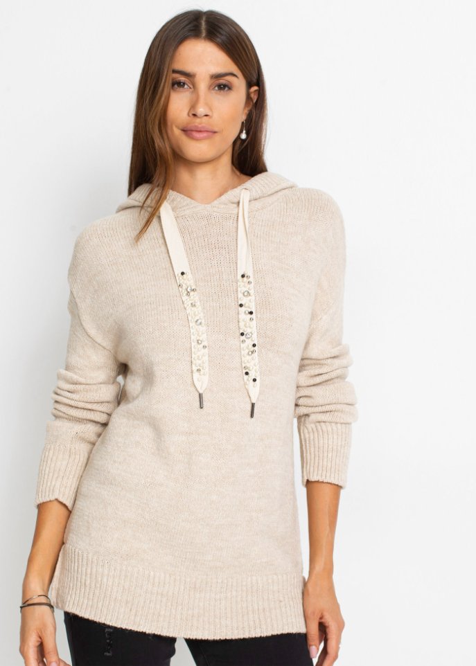 Strickpullover mit Kapuze