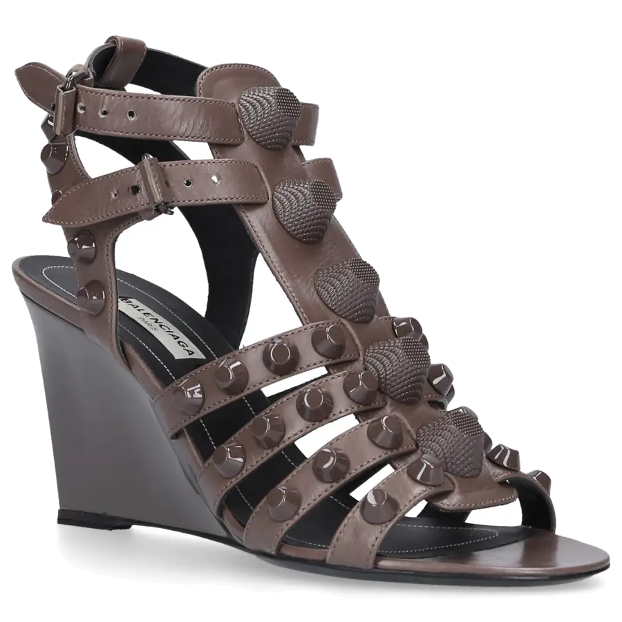Balenciaga - Keilsandalen WADH0 Leder grau Designer-Nieten grau - grau