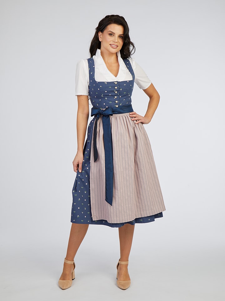 Turi Landhaus Dirndl in Dunkelblau/ Rosé günstig kaufen