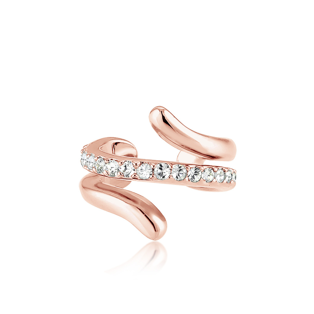Elli Elli Boucles d'Oreilles Femme Couvre-Oreilles Torsadé avec Cristaux en Argent Ste Boucles d'oreilles