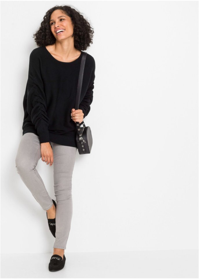 Pullover mit gerafften Ärmeln