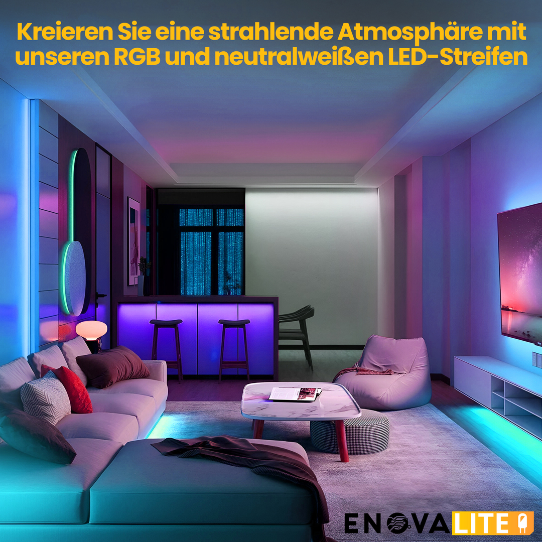 ENOVALITE LED-Streifen, RGB und neutralweißes Licht, IP54, 24 V