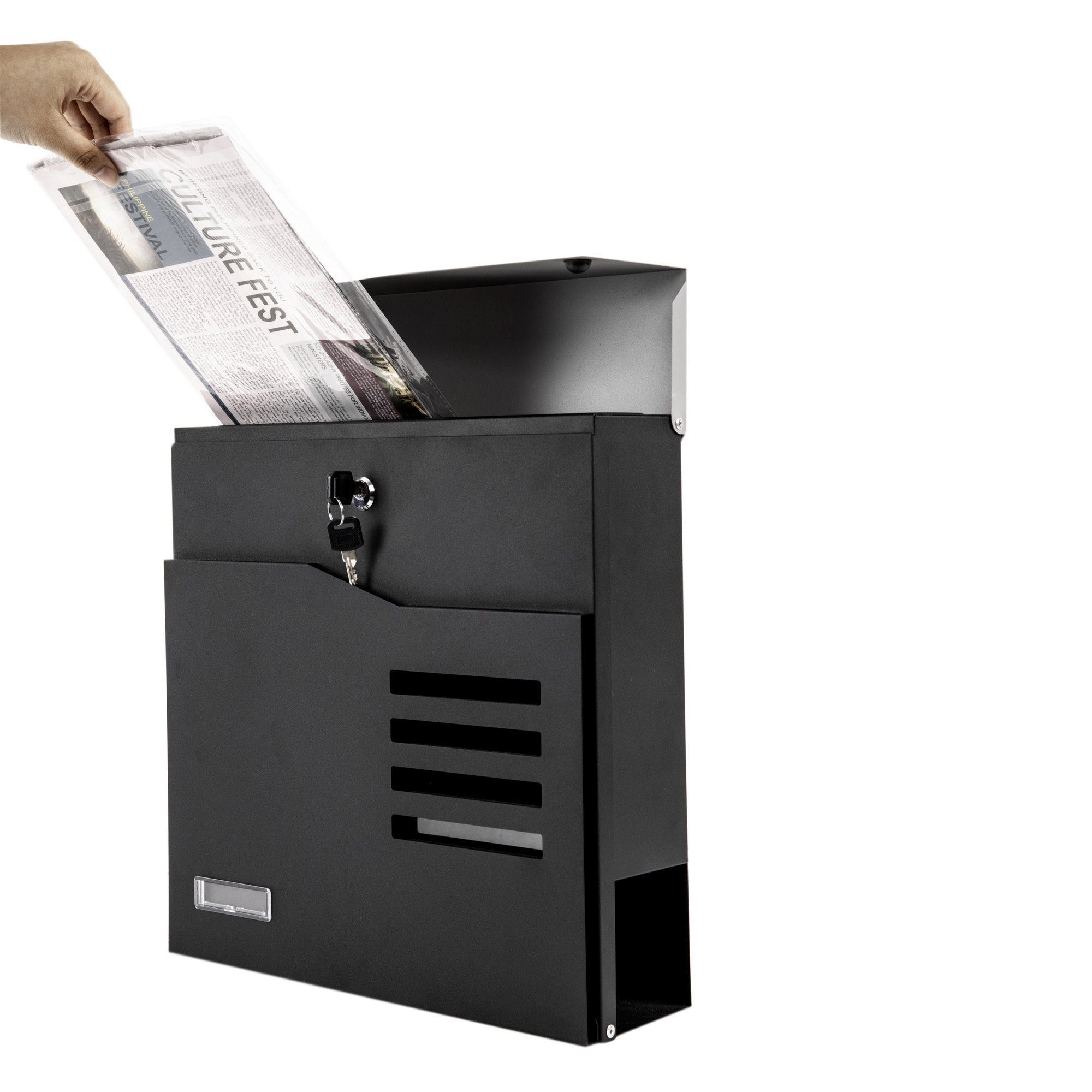 Arebos Briefkasten moderner Design Wandbriefkasten, Postkasten, inkl. Zeitungsfach