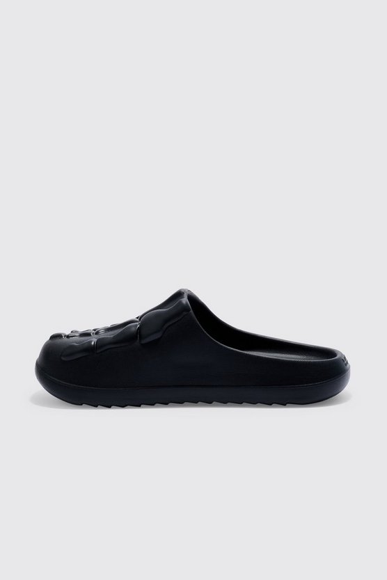 Perforierte Mules mit Skelett-Print