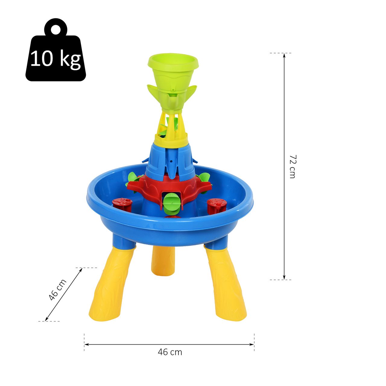 HOMCOM Kinder Spieltisch, Sandkastentisch mit 21-tlg. Zubehör, Wasserpark, Lernspielzeug, Baby Spielzeug ab 3 Jahren, PP, Bunt, 46 x 46 x 72 cm