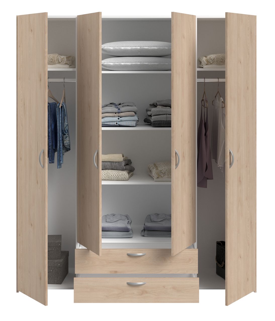 Parisot Kleiderschrank, 4-türig, Daily 11 - Eiche
