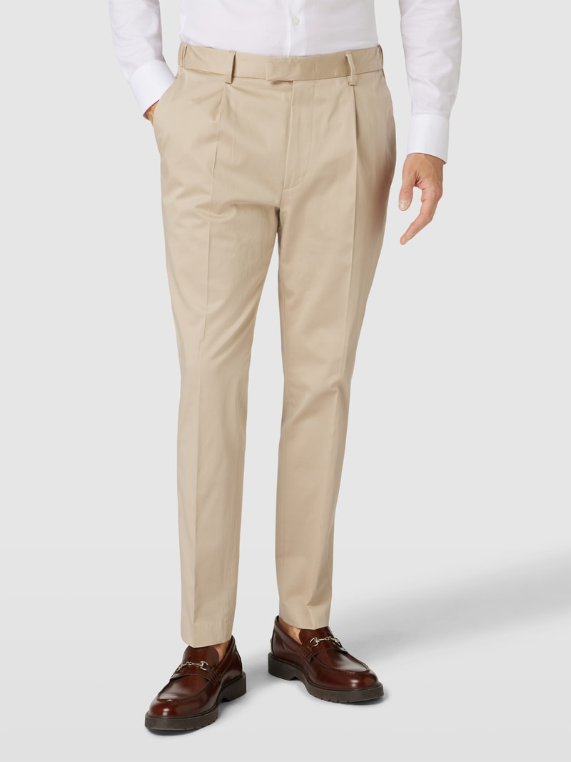 Anzughose mit Bundfalten Modell 'Bird' in beige