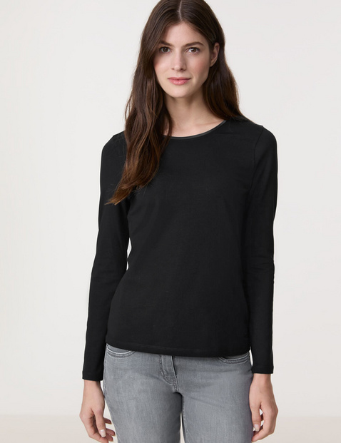 Basic Langarmshirt mit Satinblende