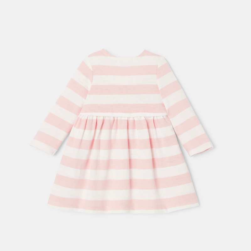 Robe à manches longues en coton bio rose bébé fille Absorba