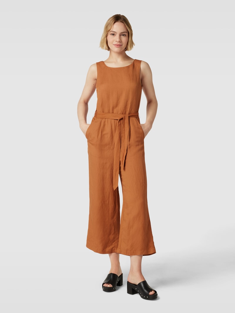 Jumpsuit aus Viskose mit Reißverschluss in cognac