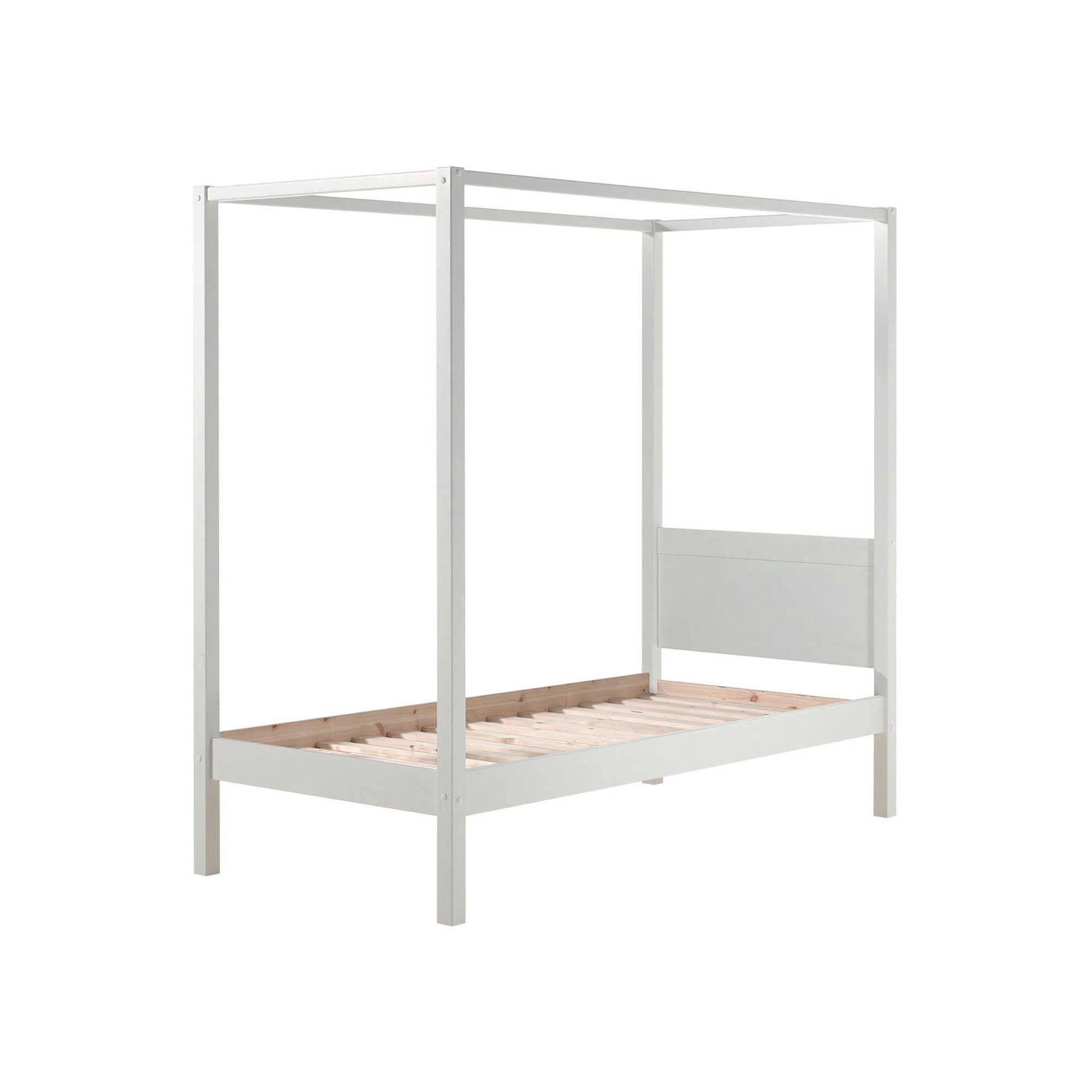 Kindermöbel 24 Himmelbett Alysa Kiefer massiv 90x200cm inkl. Rolllattenrost