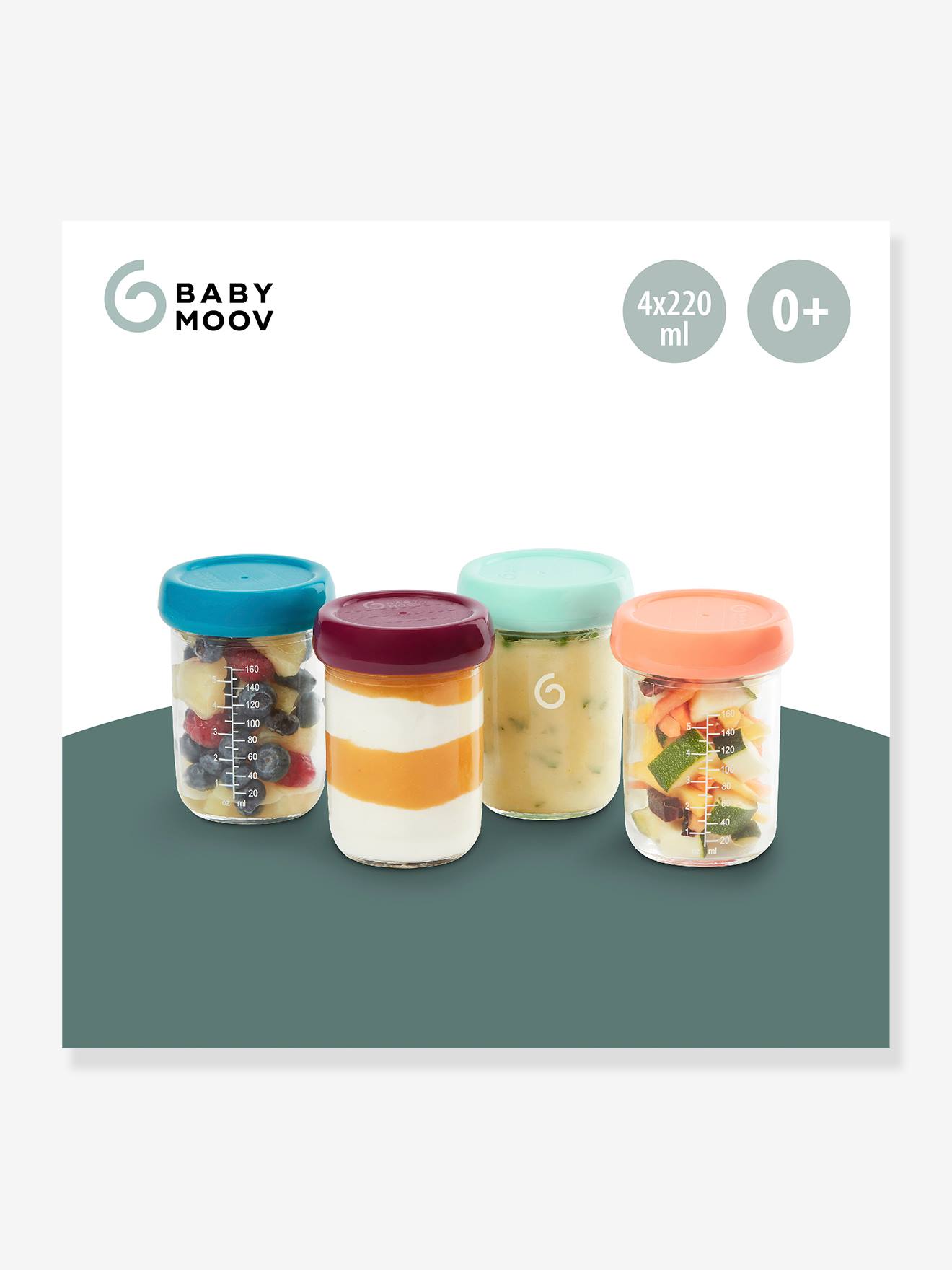 Babymoov 4 Babygläschen, 220 ml BABYMOOV - mehrfarbig
