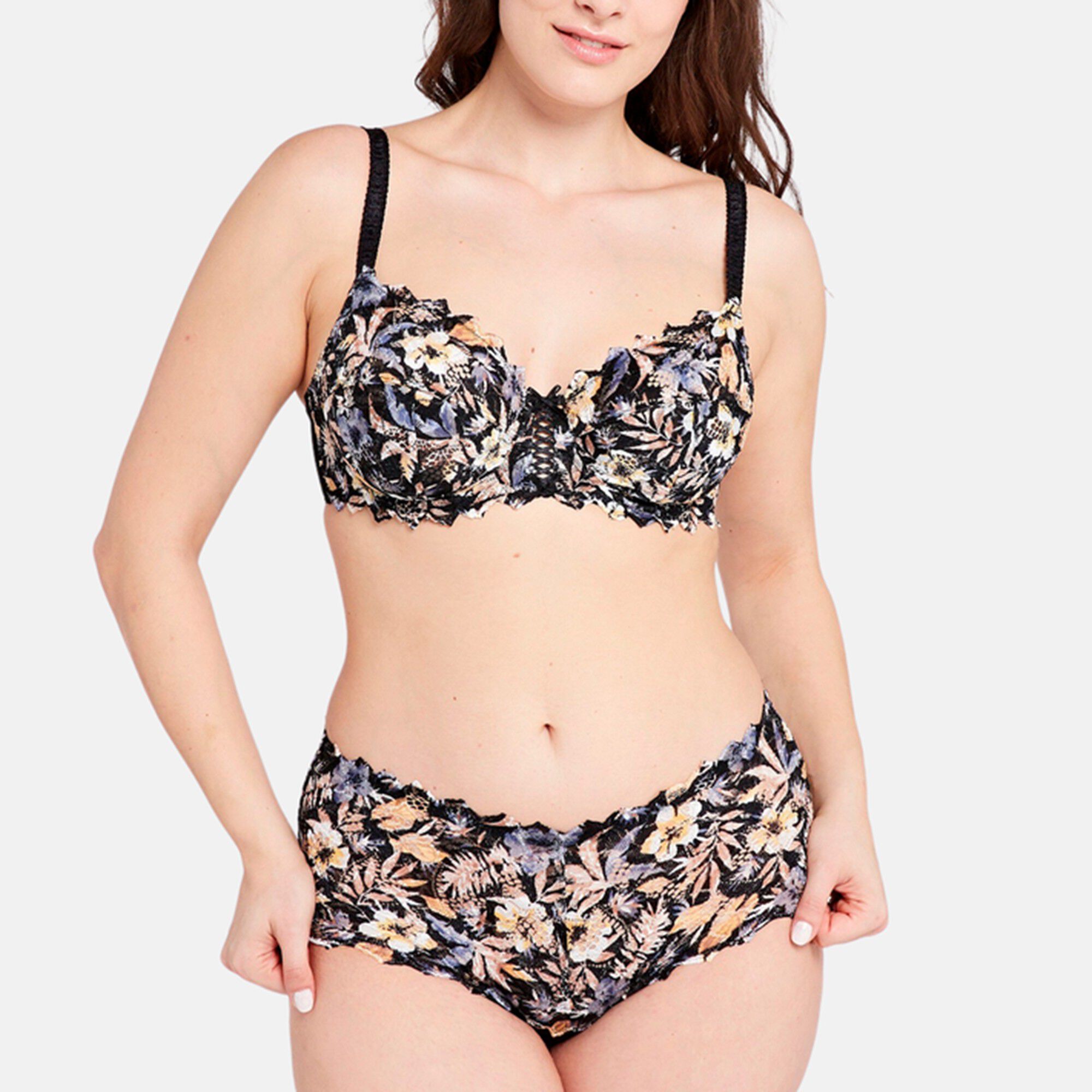 Culotte haute dentelle imprimé floral Arum