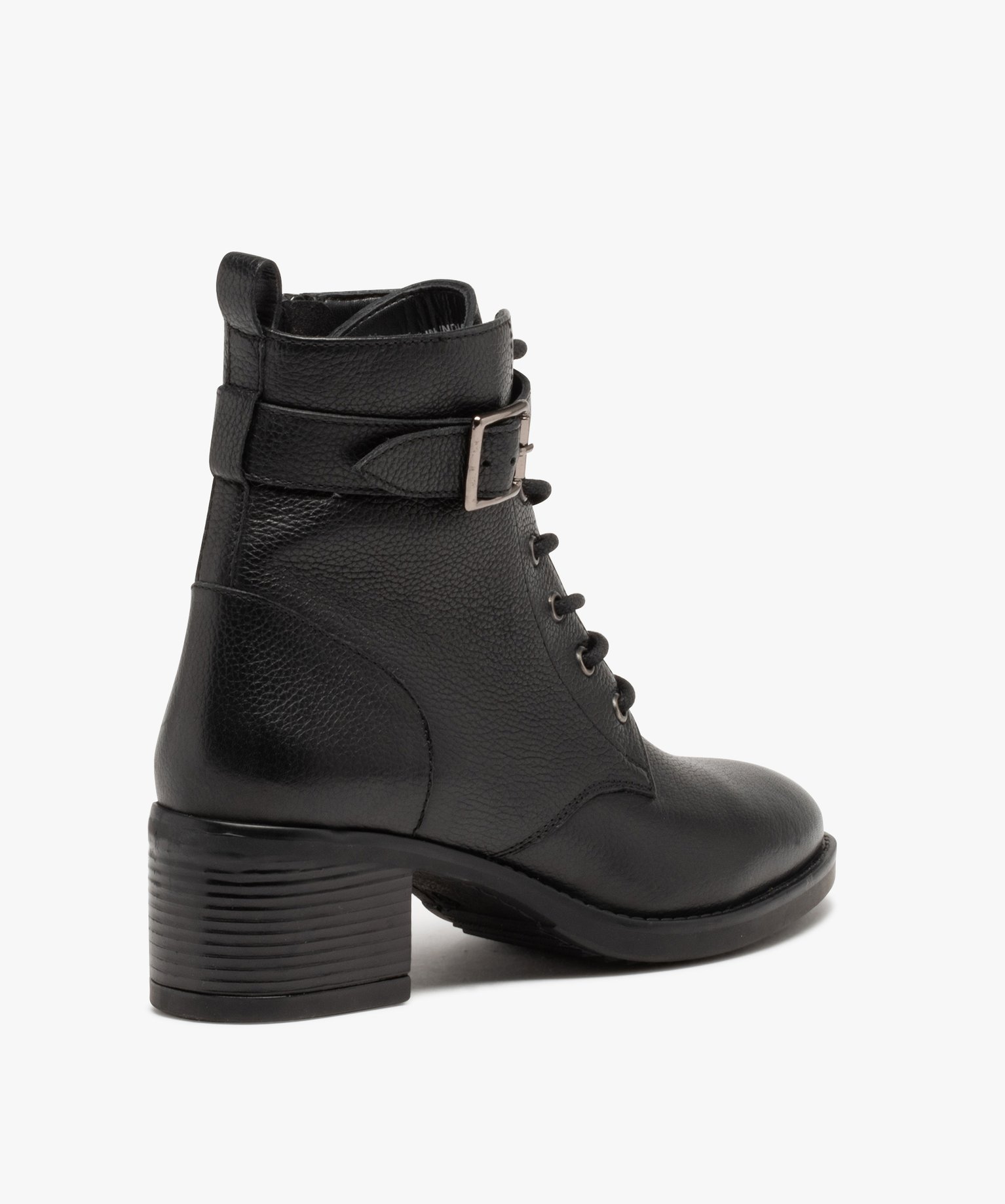 Bottines femme à talon en cuir grainé uni - Taneo noir | GEMO