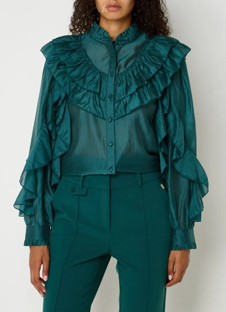Aaiko Daria blouse with ruffle and stand-up collar