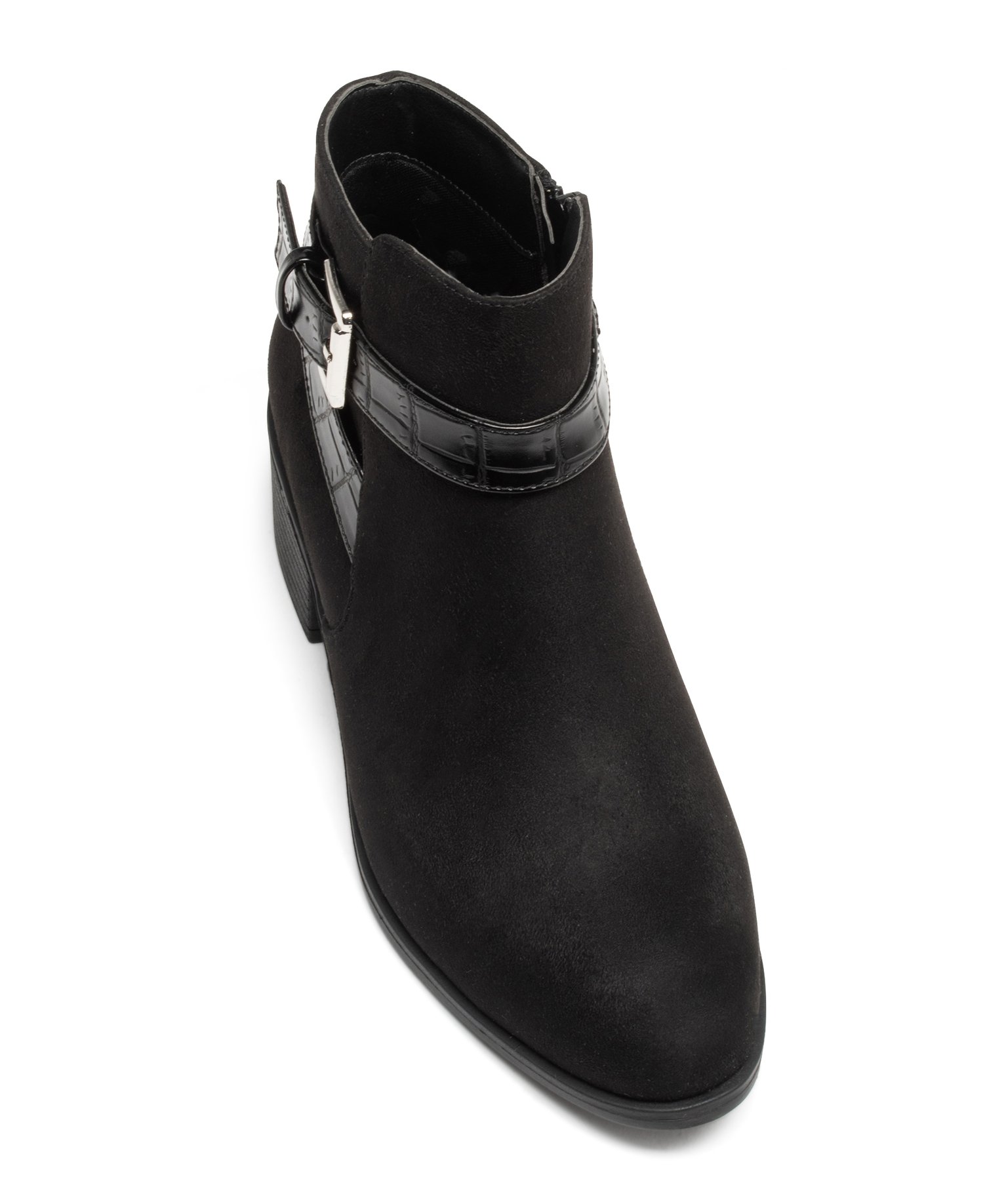 Boots femme unies à talon carré bride avec boucle fantaisie noir | GEMO