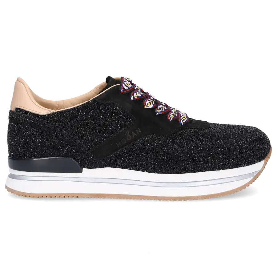 Hogan - Sneaker low H222 Kalbsleder Glitzer schwarz - schwarz