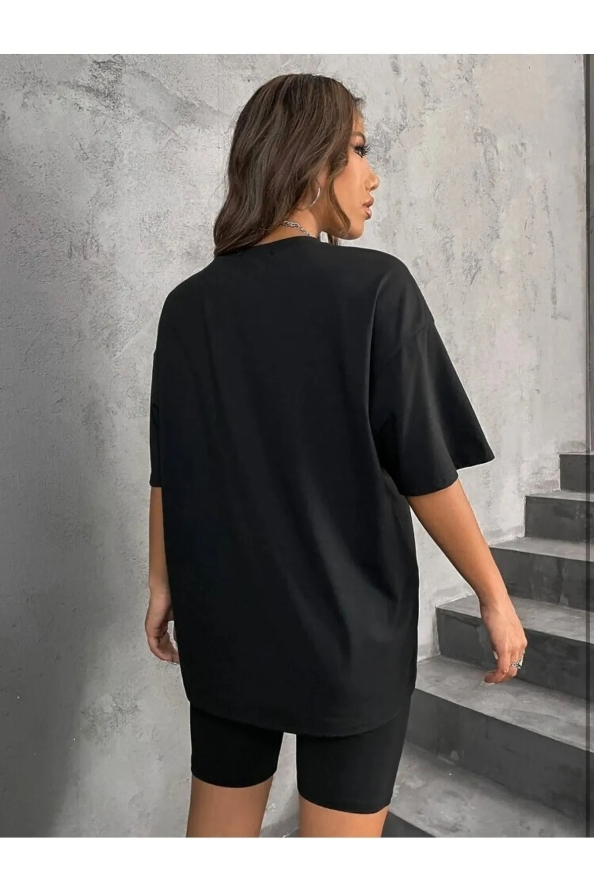 Know  Schwarzes, übergroßes, bedrucktes Brooklyn-Strumpfhosen-Set für Damen