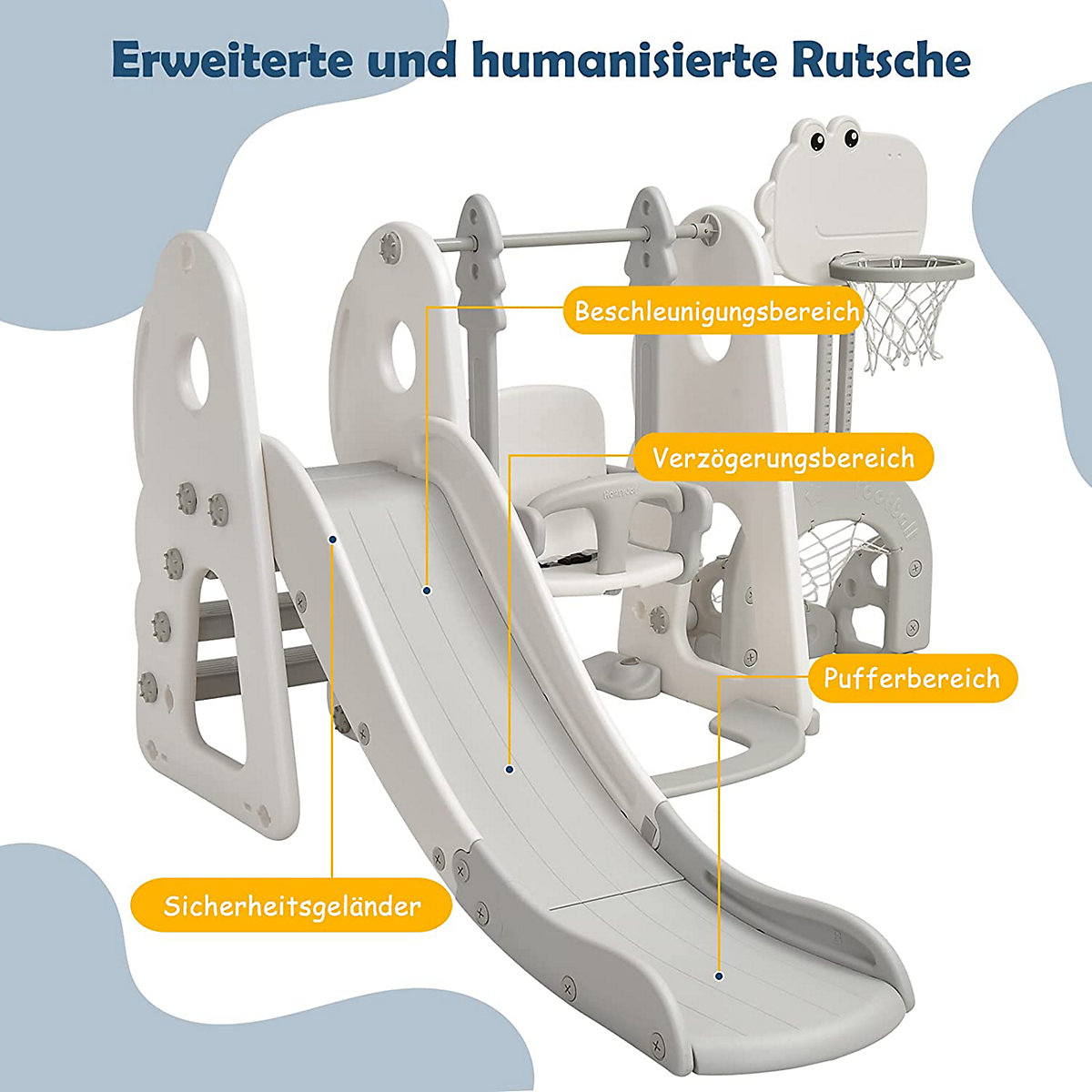 Rutsche 6 in 1 Spielplatz mit Schaukel & Fußballtor & Golfloch