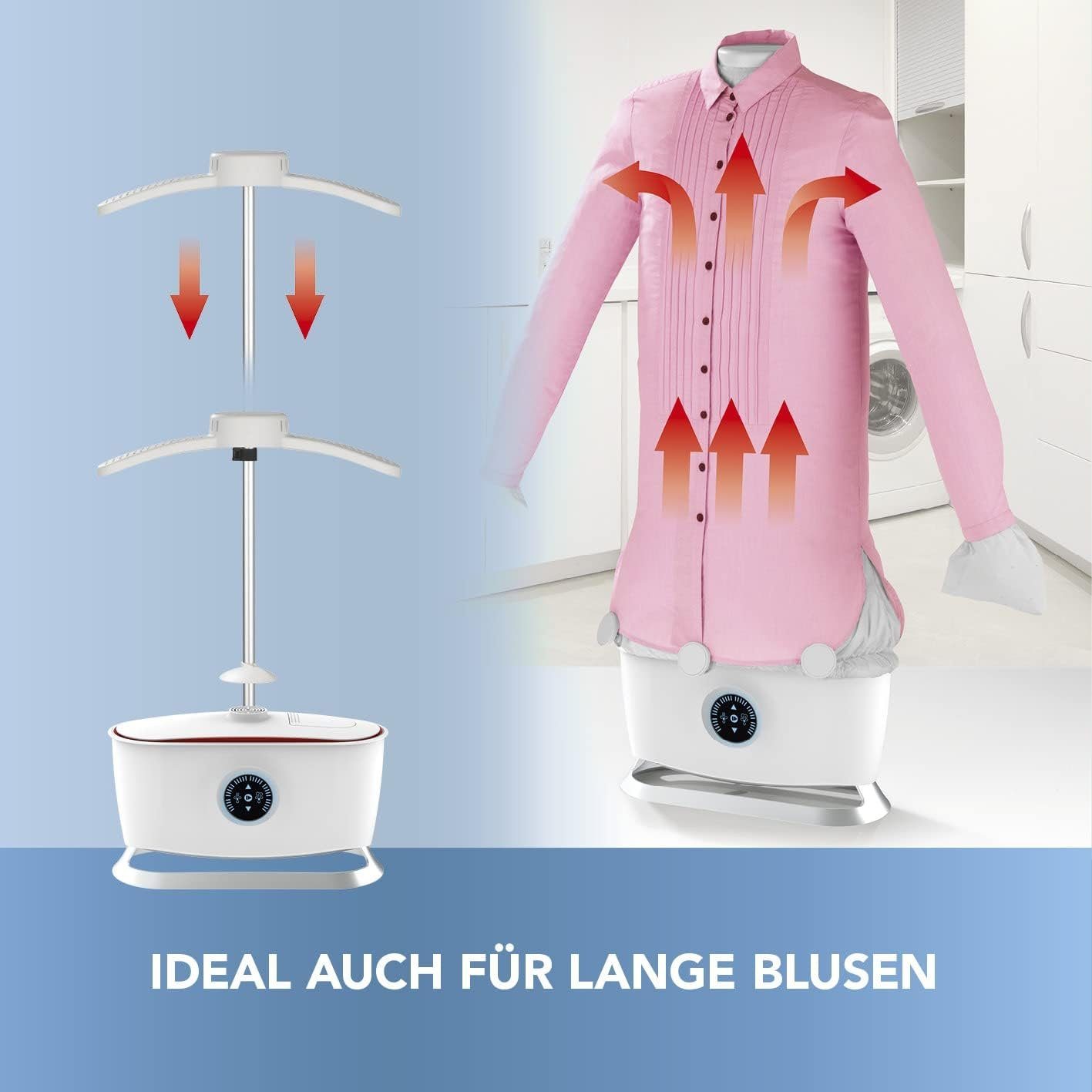 CLEANmaxx Bügelmaschine Hemdenbügler Dampffunktion, Bügelautomat, Bügelstation für Hemden, 1800,00 W, Hemd & Hosen, Blusen, Abschaltautomatik Dampfbügelstation Bügeleisen