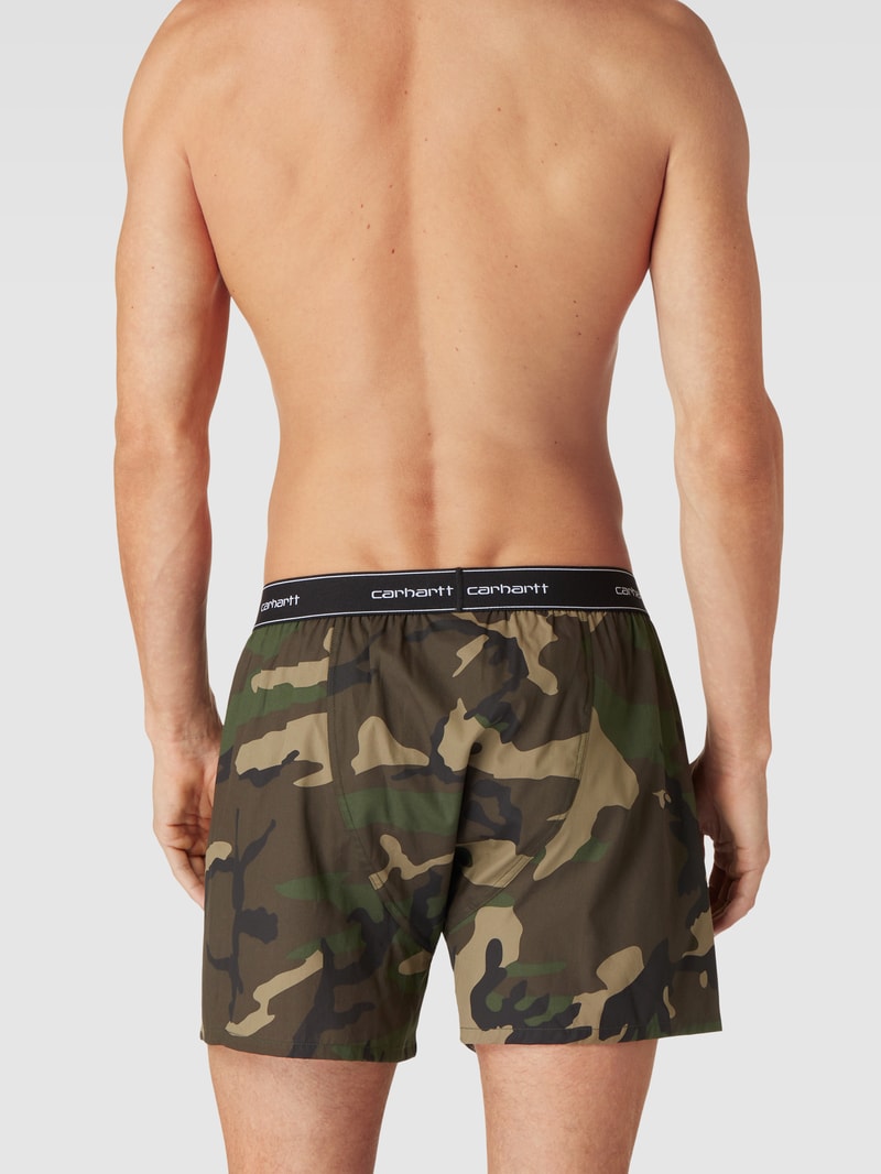 Boxershorts mit Logo-Stitching Modell 'Script' in khaki
