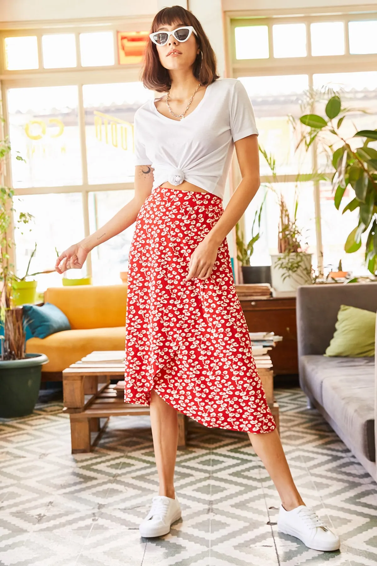 Olalook  Roter Gonca Wickelrock für Damen ETK-19000154