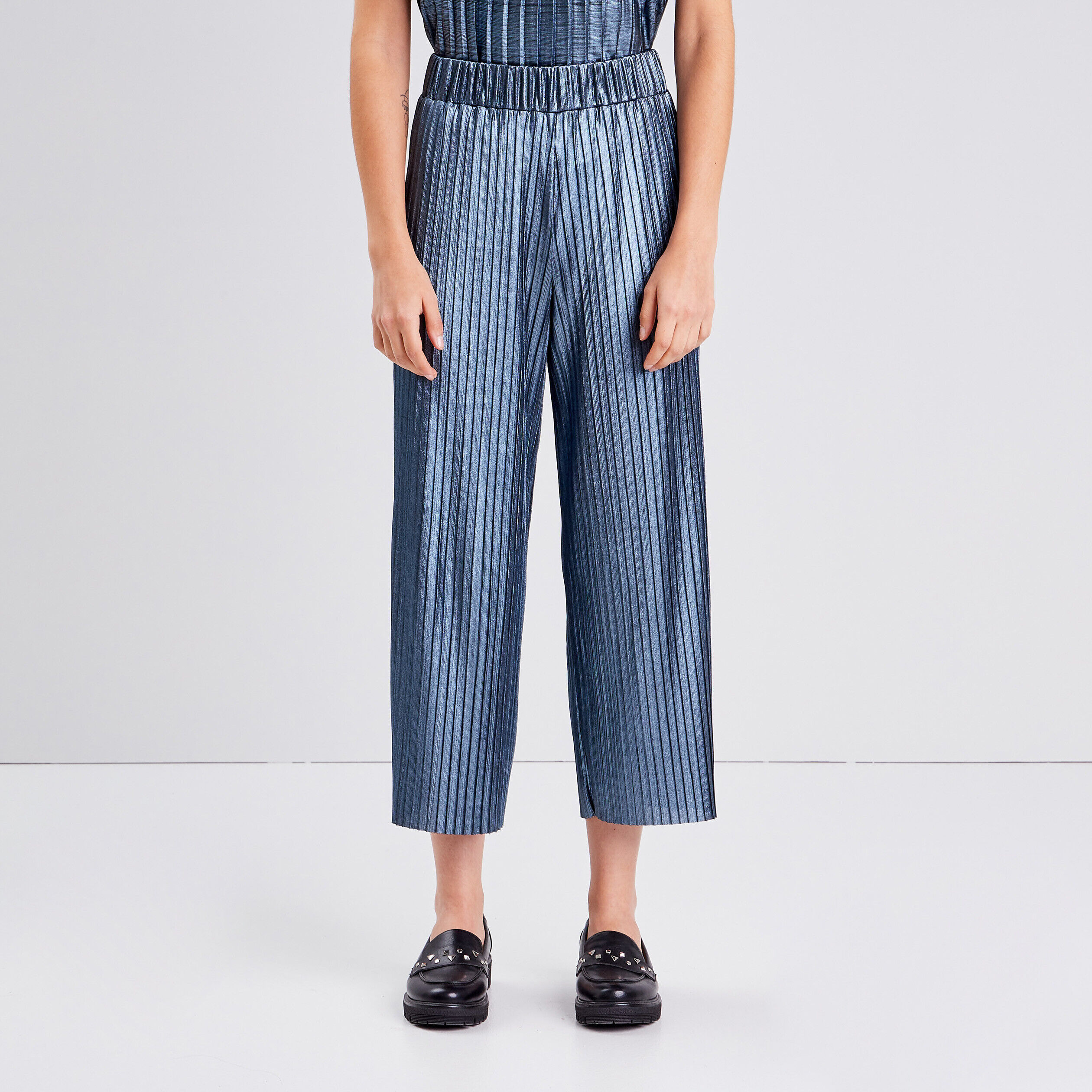 Pantalon ample plissé gris clair femme | Cache Cache