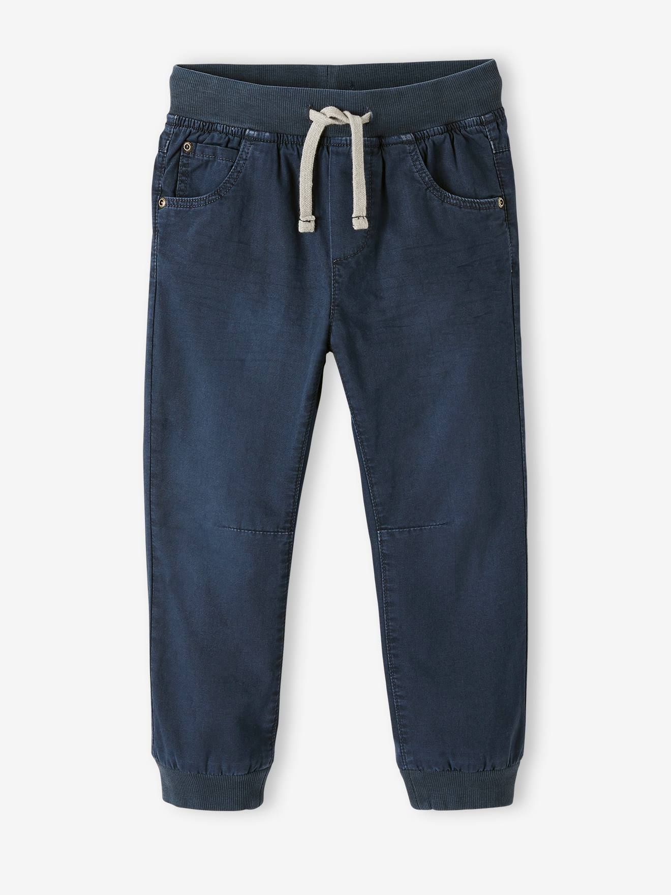 Pantalon style jogger doublé polaire garçon facile à enfiler noisette