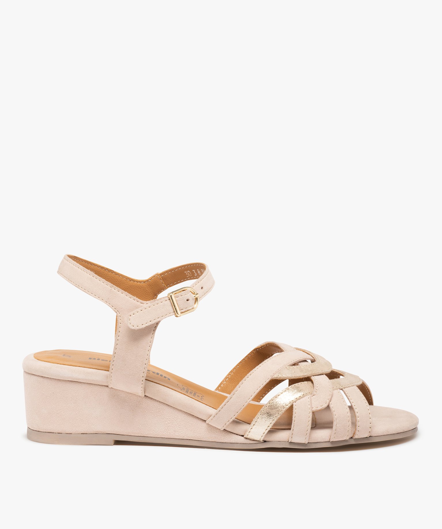 Sandales femme à talon dessus cuir brillant – Pierre Cardin beige | GEMO