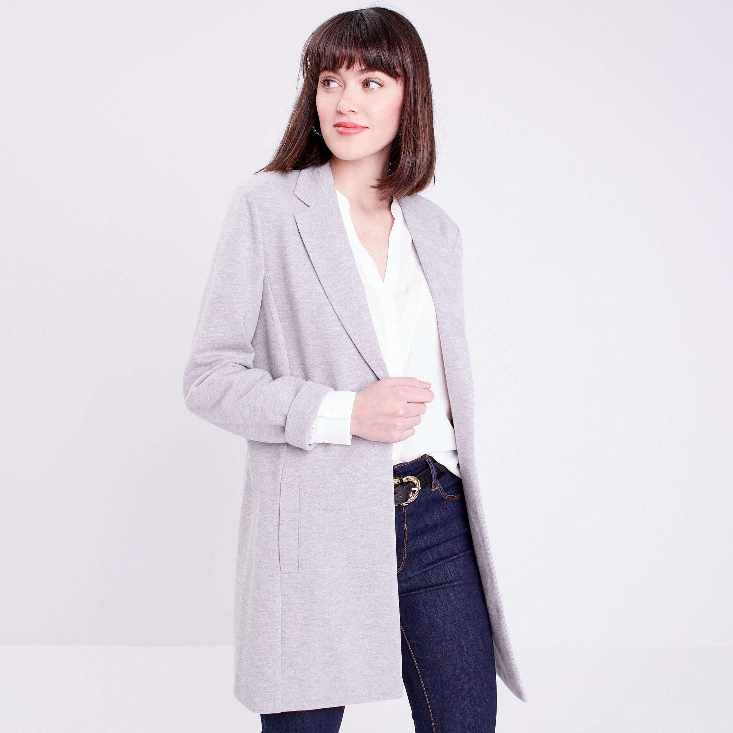 Veste blazer avec manches longues gris clair femme | Cache Cache