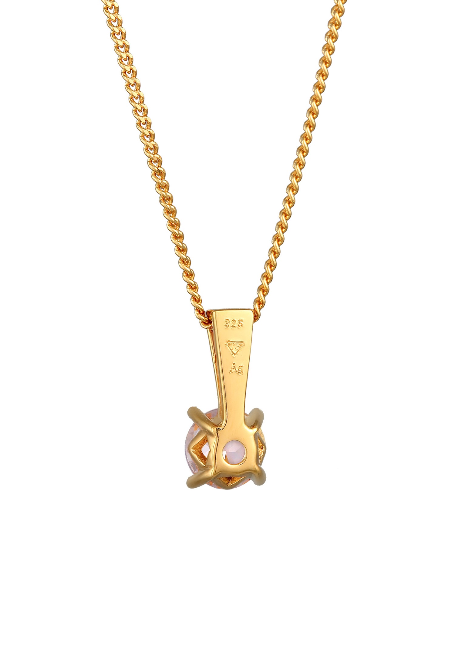 Elegante ciondolo solitario da donna Elli PREMIUM con morganite in argento sterling 925 placcato oro.