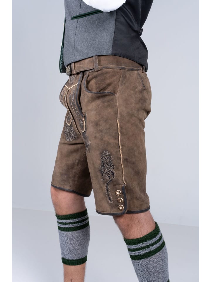 Edelnice Kurze Wildbock Lederhose Fabian in dunkelbraun günstig kaufen